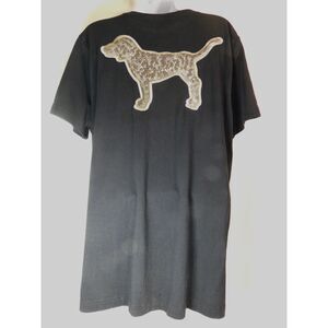 Vintage Y2K PINK Victoria's Secret T Shirt Size M Black Sequin Dog 100% Cotton